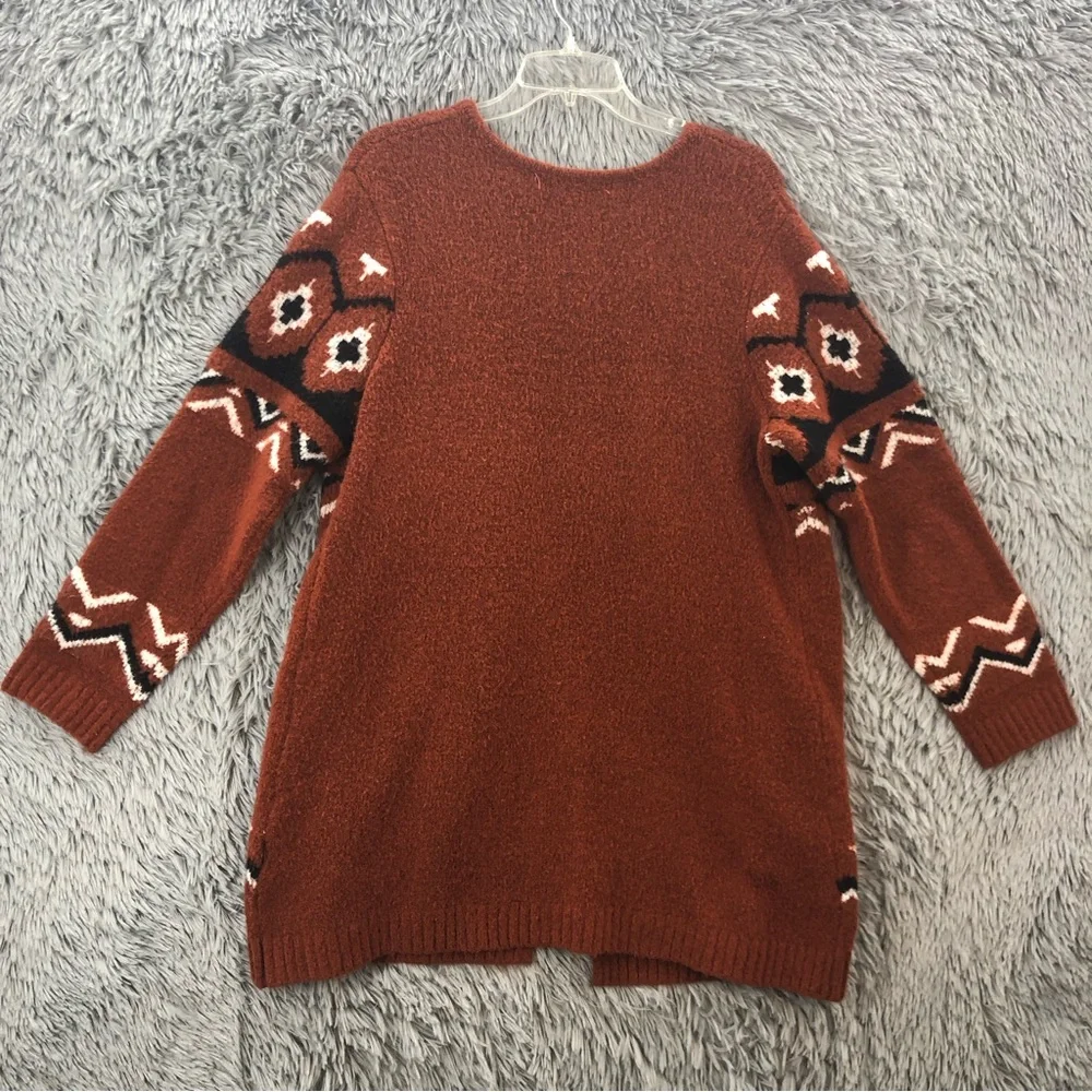 Absolutely Famous Sweater Womens Large Southwestern Aztec Cardigan Soft Brown